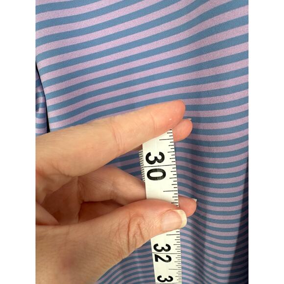 Peter Millar Summer Comfort Polo Shirt Mens Medium Blue Striped Belfair Golf - Picture 6 of 7